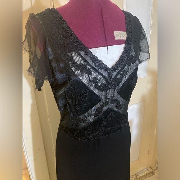 Downton Abbey style circa 2000 vintage silk bead embroidery lace dead stock - Picture 2 of 6